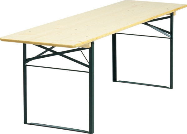 træbord med grønne stålben